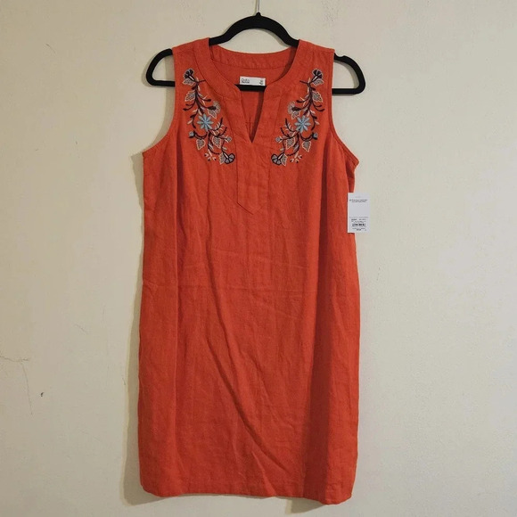 Croft & Barrow Embroidered Splitneck Dress - Picture 1 of 4